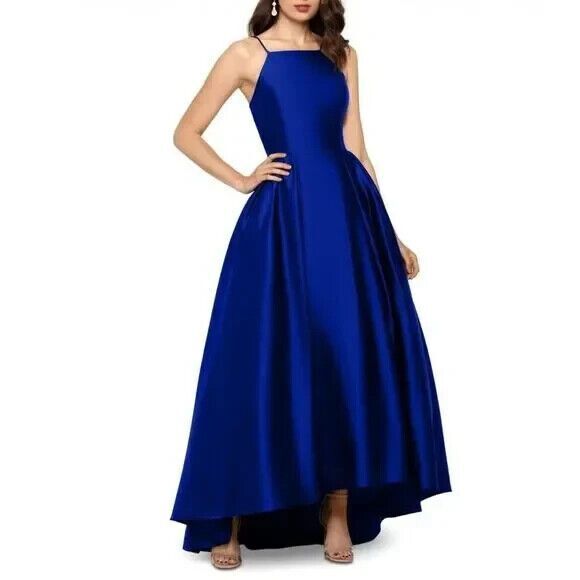 Betsy & Adam Women's Satin Ballgown, Royal Blue, 8 - Picture 1 of 3